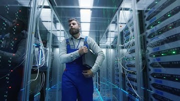 IT Technicians Replacing Server Racks Stock Video