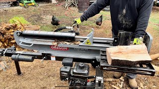 Oregon 25 Ton Log Splitter Tearing Through Oak and Cherry With Some Chicken Help!