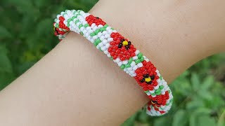 Herringbone beaded bracelet/DIY bracelet/Браслет из бисера/Браслет МАКИ/Бисероплетение/Жгут иглой Herringbone beaded bracelet/DIY bracelet/Браслет из бисера/Браслет МАКИ/Бисероплетение/Жгут иглой