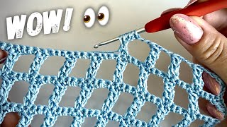 картинка: СЕКРЕТНЫЙ ЛАЙФХАК для  ШИКАРНОЙ СЕТКИ КРЮЧКОМ! 👏 AMAZING CROCHET PATTERN