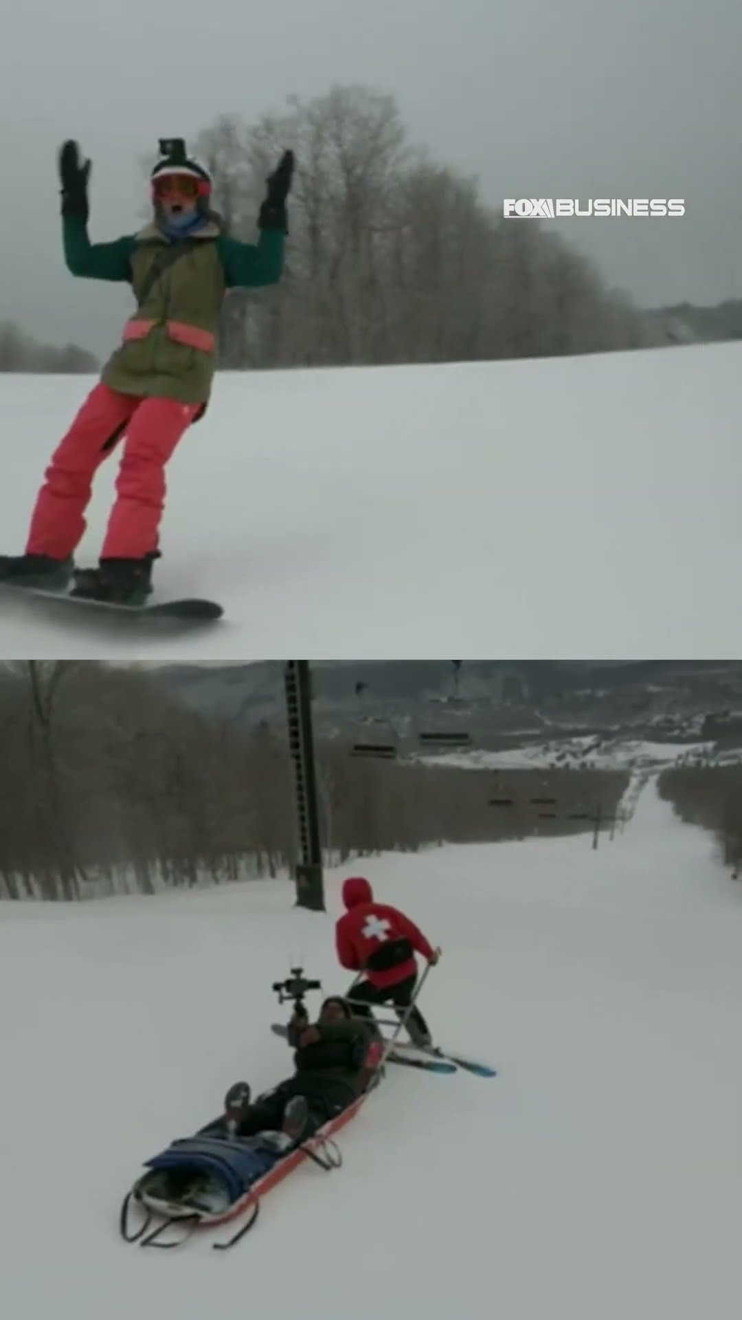 Fox correspondent Madison Alworth flawlessly reports from Killington, Vermont, while snowboarding.