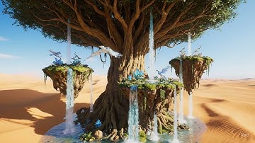 Tree of Wonder | Floating Islands Over Desert | Veo 3 AI Cinematic in 4K