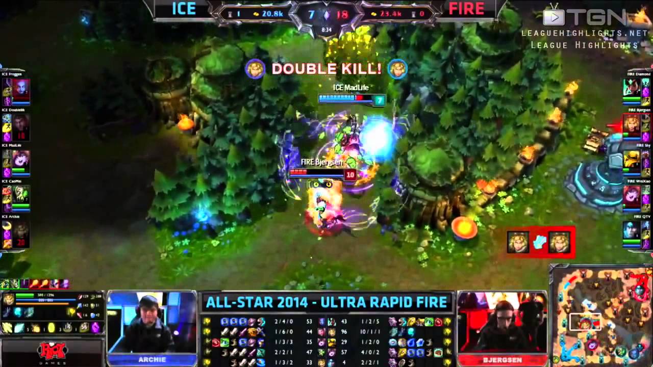 Bjergsen triple kill Ezreal - All Star 2014 - URF - League of Legends