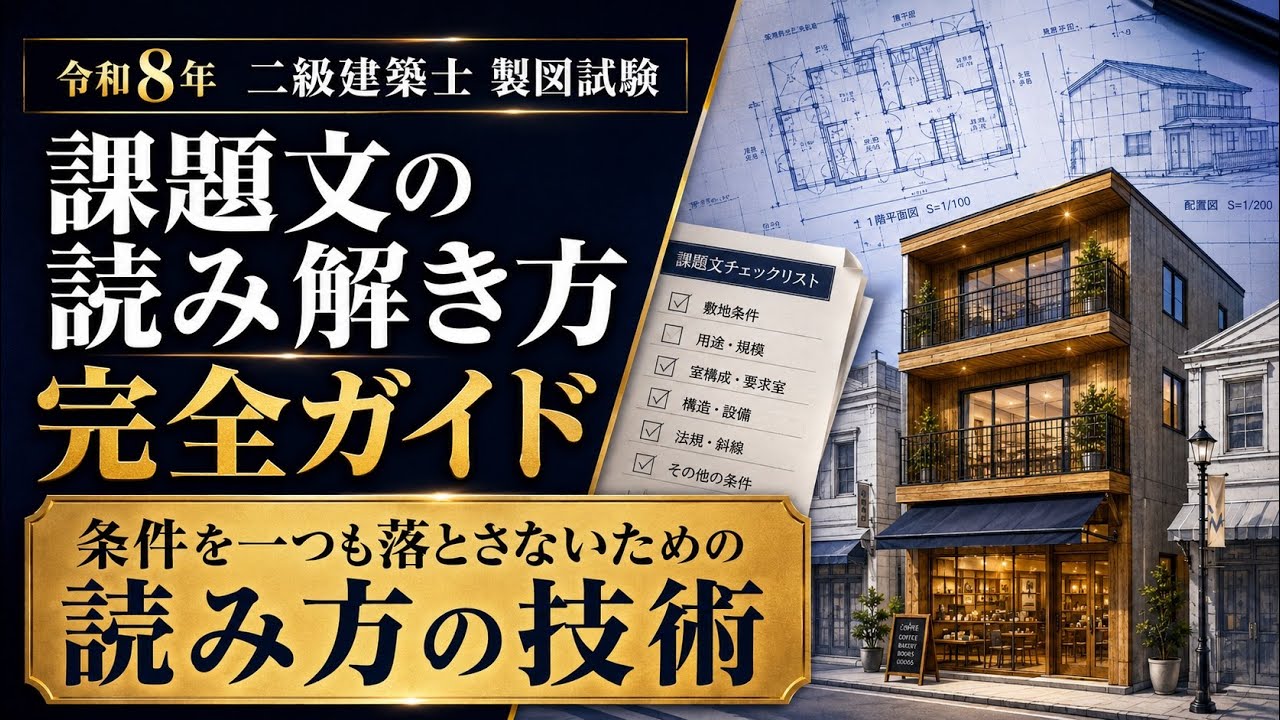 二級建築士 製図試験 課題文の読み方を間違えるとそれだけで不合格に