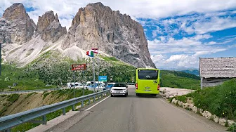 Dolomites Scenic Drive 4K | Canazei - Sella Pass - Falzarego Pass - Cortina d'Ampezzo, Italy