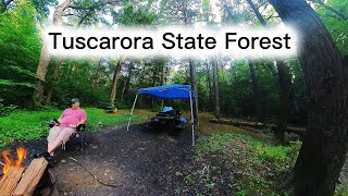 Solo camping, in a walk-in campsite, cemetery, abandoned train tunnel in Tuscarora State Forest