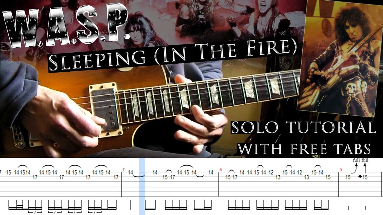 WASP - Sleeping (In The Fire) guitar solo lesson (with tablatures and backing tracks)