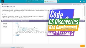 Multi-Page Websites Lesson 9.3 Tutorial with Answers - Code.org Web Development