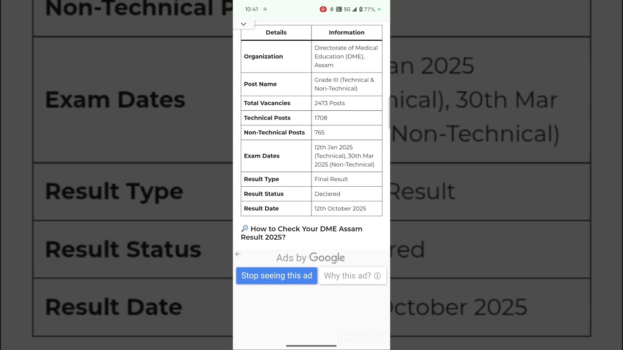 DME Assam Final Result 2025