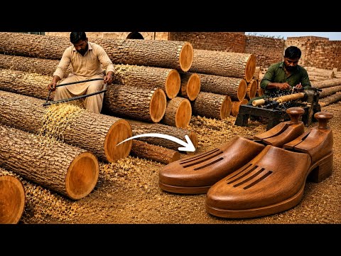 How Wooden Shoes Are Made | Amazing Wooden Shoes Manufacturing Process in Factory thumbnail