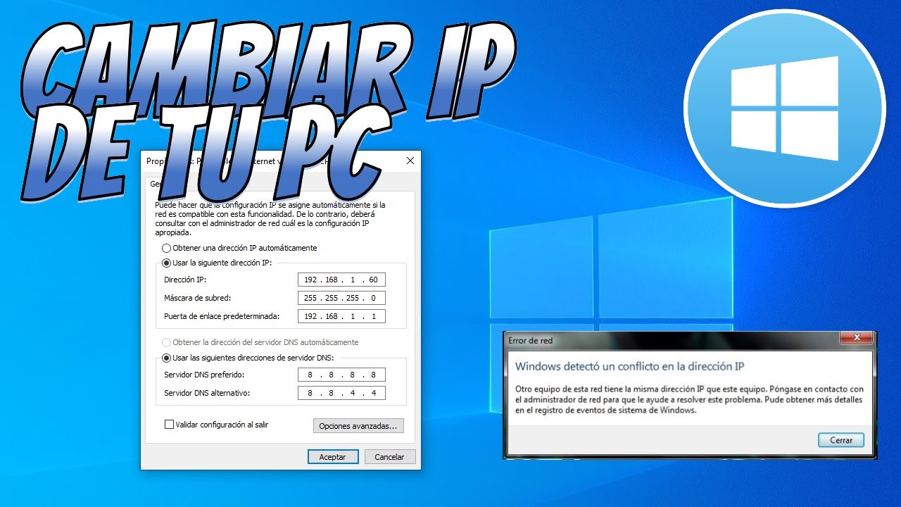 CÓMO CAMBIAR LA IP DE TU ORDENADOR ( PC ) EN WINDOWS 10 - YouTube