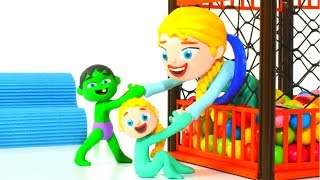 FUNNY KIDS ARE HAPPY IN THE BALLPIT ❤ Play Doh Cartoons For Kids