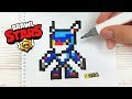 мини ВОРОН МЕХА из ИГРЫ BRAWL STARS РИСУНКИ ПО КЛЕТОЧКАМ -PIXEL ART