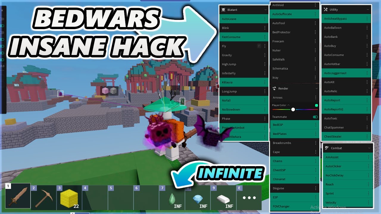 NEW BEDWARS ROBLOX HACK/SCRIPT - INFINITE MATERIALS & INVISIBLE - 2023 