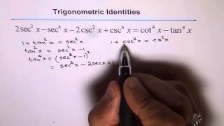 Trigonometric Identity Difference of 4th Powers of cot and tan Test