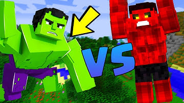 MINECRAFT HULK vs RED HULK Epic Fight! Superheroes minecraft