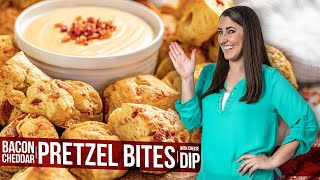 Homemade Bacon-Cheddar Pretzel Bites with Cheese Sauce Bacon Cheddar Bites