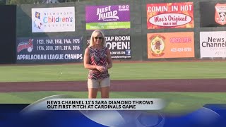 News Channel 11's Sara Diamond throws out first pitch at Cardinals game