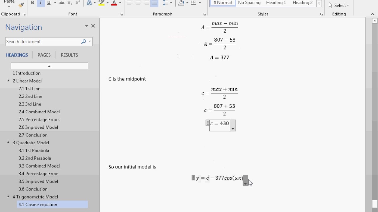 use of maths coursework example