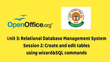 Unit 3: Relational Database Management System: Session 2: Create and edit tables using wizard & SQL