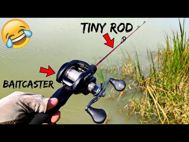 BAITCASTING REEL on a TINY Micro Rod!!! (FUNNY!!!)) 