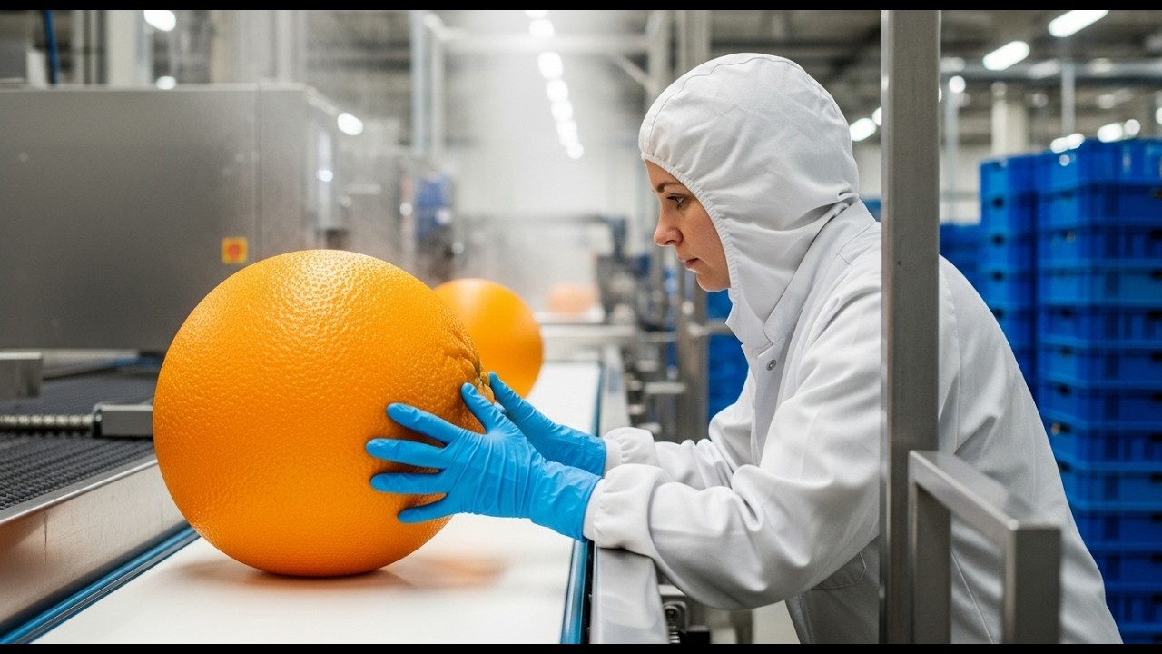 Stop Everything and Watch These Giant Oranges Being Processed!