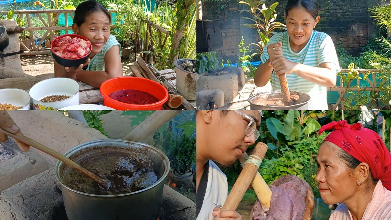 Свинина, приготовленная с кровью, рецепт в стиле кхар | толчение липкого риса ❤️