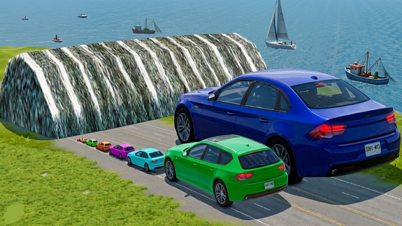 Small to Giant Cars vs Giant Speed Bump - BeamNG.drive