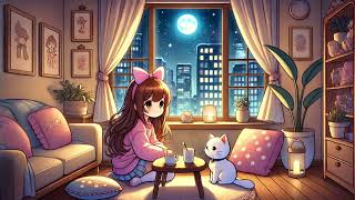 “Starry Night Cityscape Lofi Beats 🌌✨ | Cozy Room Ambience with Soft Chill Vibes for Relaxing