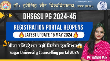DHSGSU Registration open date extended CUET PG 2024 | Priyanshi Jain | Sagar University