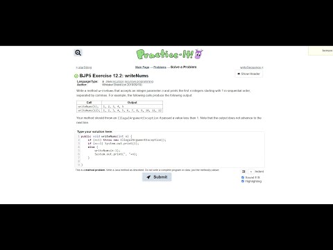 Exercise 12.3 (writeNums) Java Tutorial || Practice-It