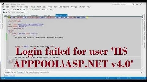 Login Failed For User 