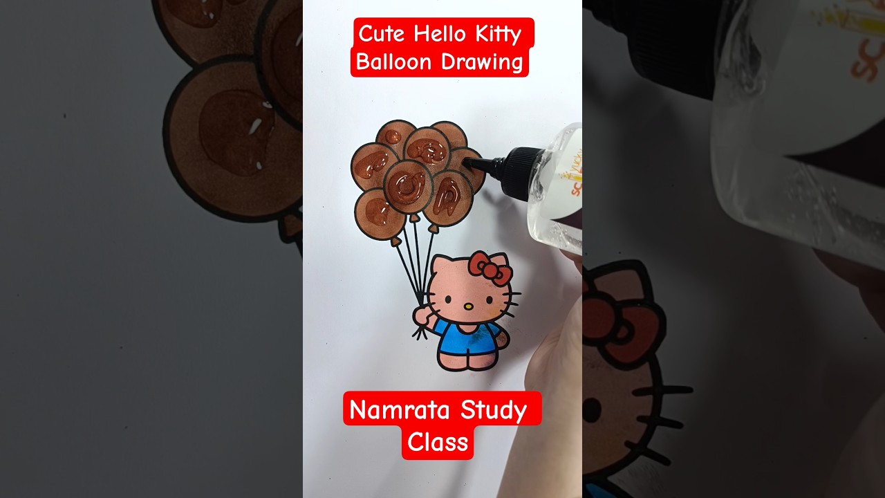 Милый рисунок Hello Kitty с воздушным шариком 🎈✨ 