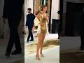 Amazing Supermodel Gigi Hadid in Transparent Golden Mini Dress