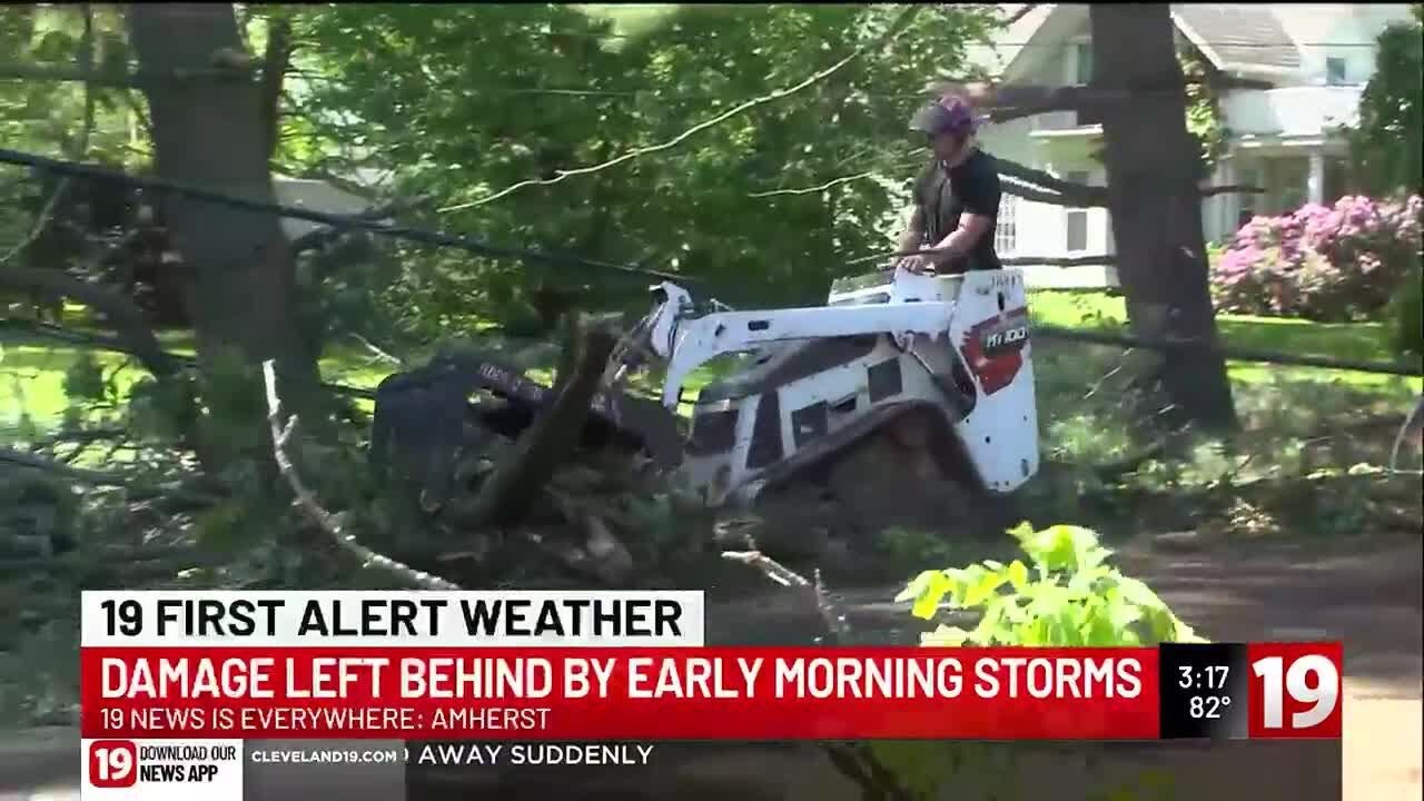 Damage left behind in Amherst by early morning storms - YouTube