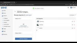 Create Categories and Sub Categories | BFINIT E-Commerce Engine