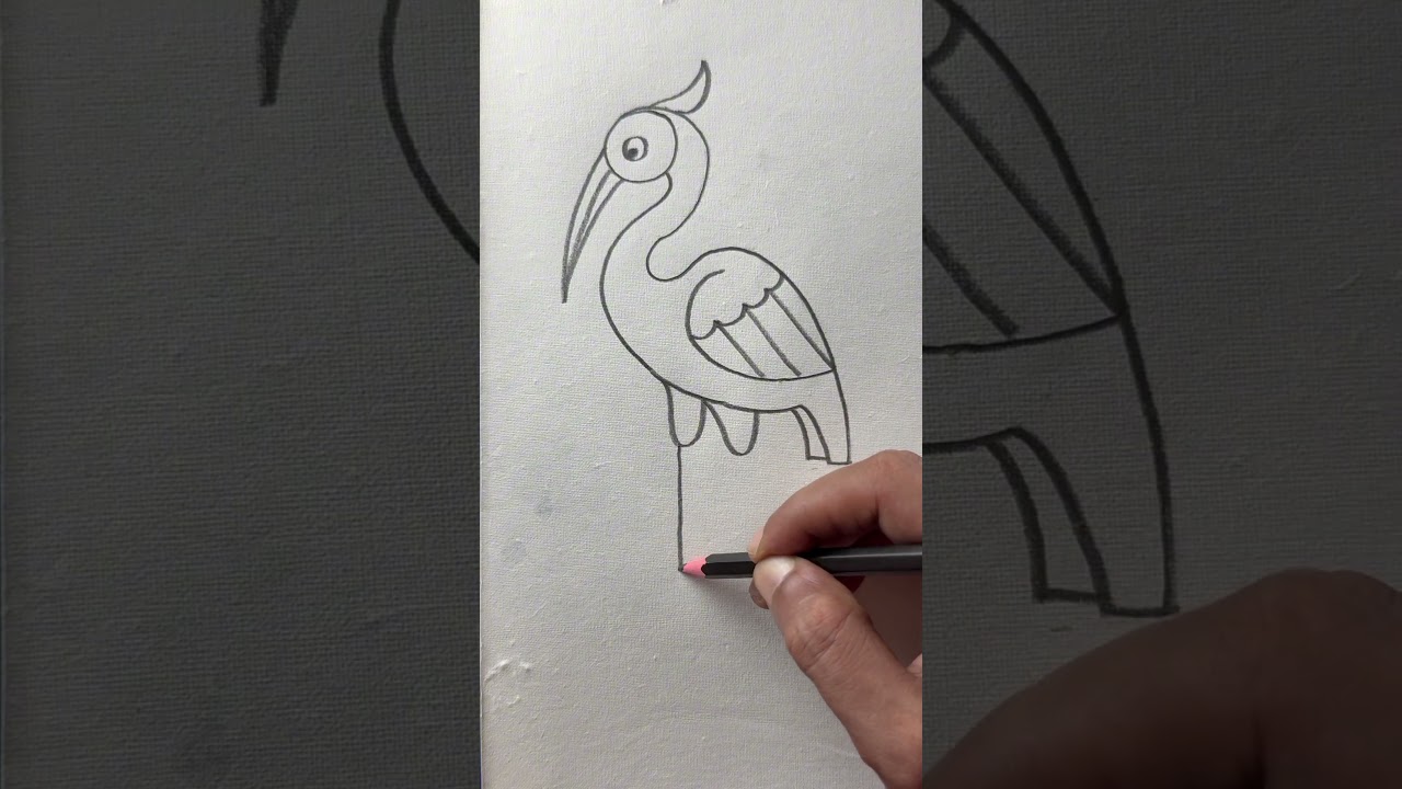 Simple and easy Heron drawing with pencil