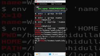 LINUX How to Use ‘env, grep,egrep,unset and echo’ for Environment Variables #shorts