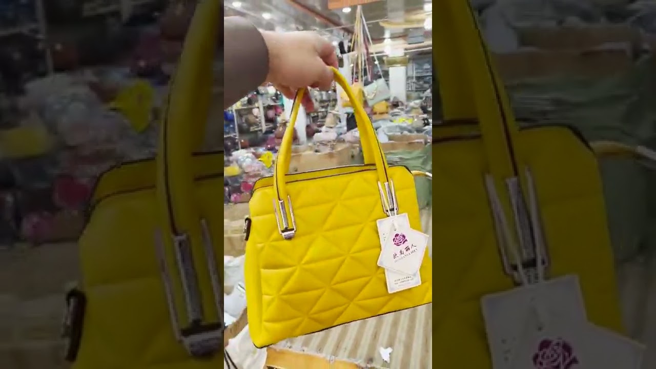 yellow colour leather bag 