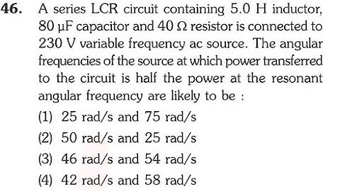 A series LCR circult containing 50 H inductor 80 µF capacitor and 40 resistor is connected to 230 V