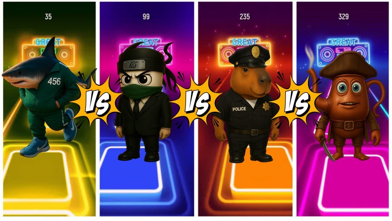 OMG! Tiles Hop – Shark 456 Returns! 😱 Who Will Win?