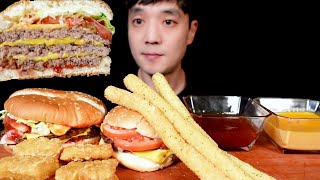 버거킹 스태커와퍼 너겟킹 치즈스틱 먹방 burger king whopper Nugget King Cheese Stickmukbang スタッカーワッパーチーズスティックモッパン