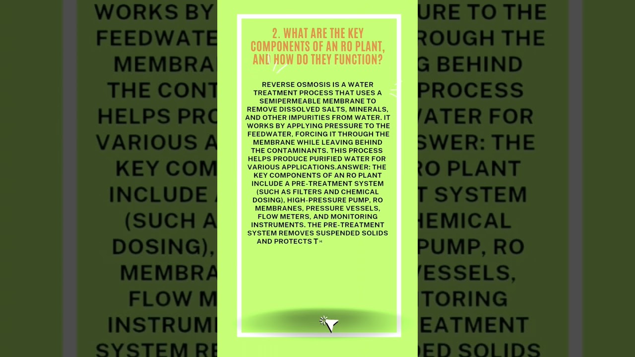 Ro plant operator interview questions and answers Q-2 