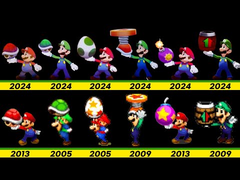 NEW vs OLD Mario and Luigi Bros. Attacks in games play comparison