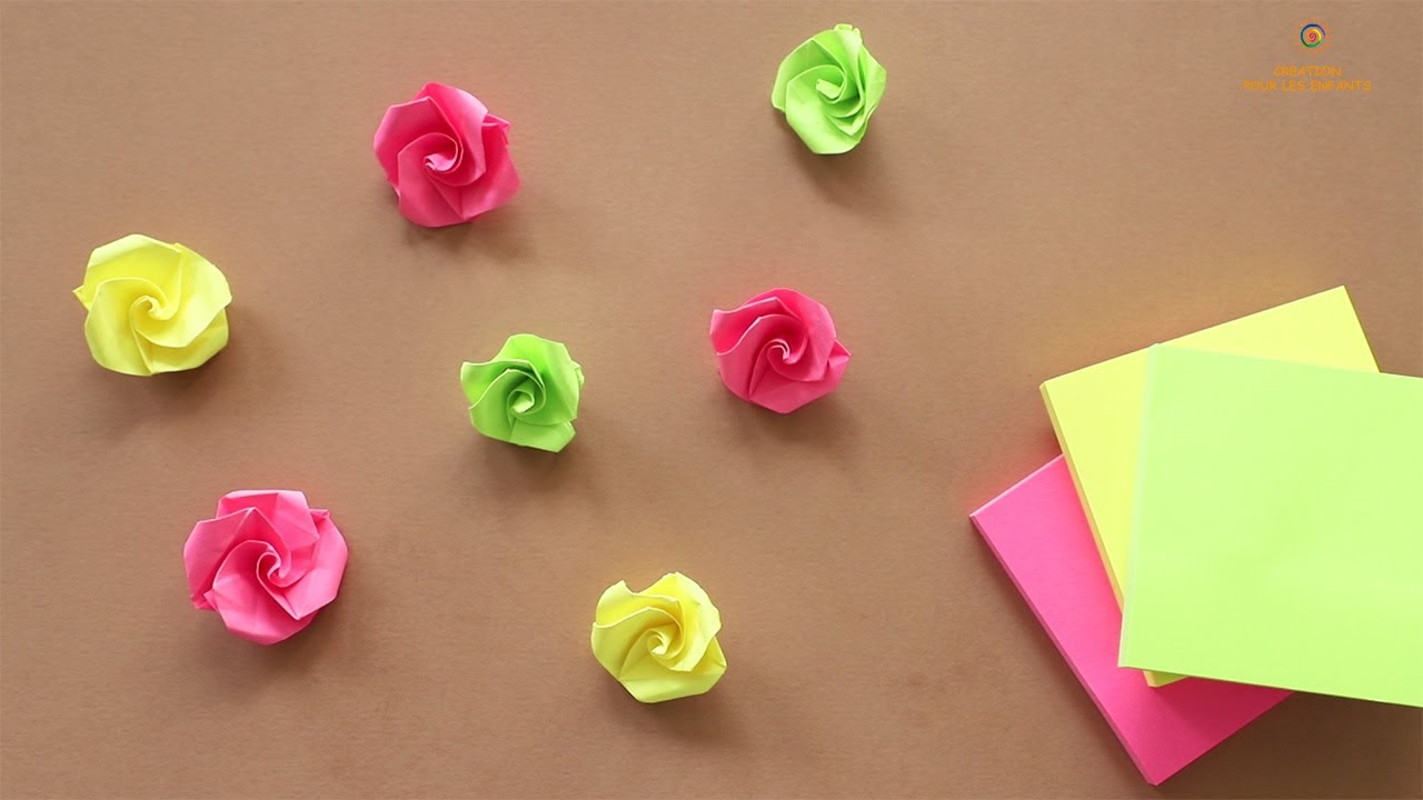 Comment faire des FLEURS en papier. Petites FLEURS de POST-IT. Paper FLOWERS from POST-IT note.