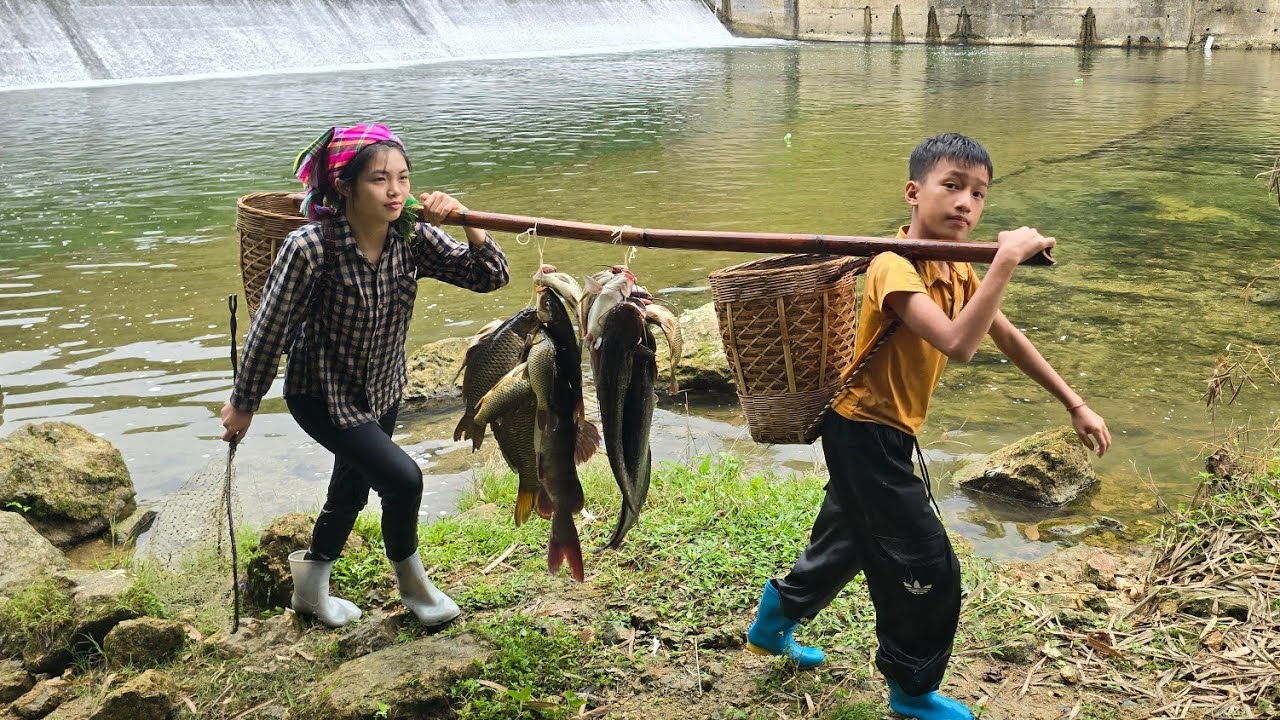 FULL VIDEO 30 days daily life of highland boy and beautiful girl catching fish, fishing for sale