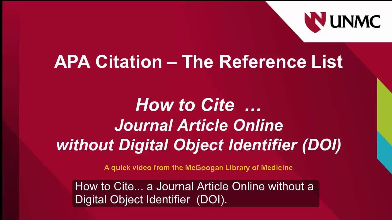 How do you cite an online journal article without DOI in APA?