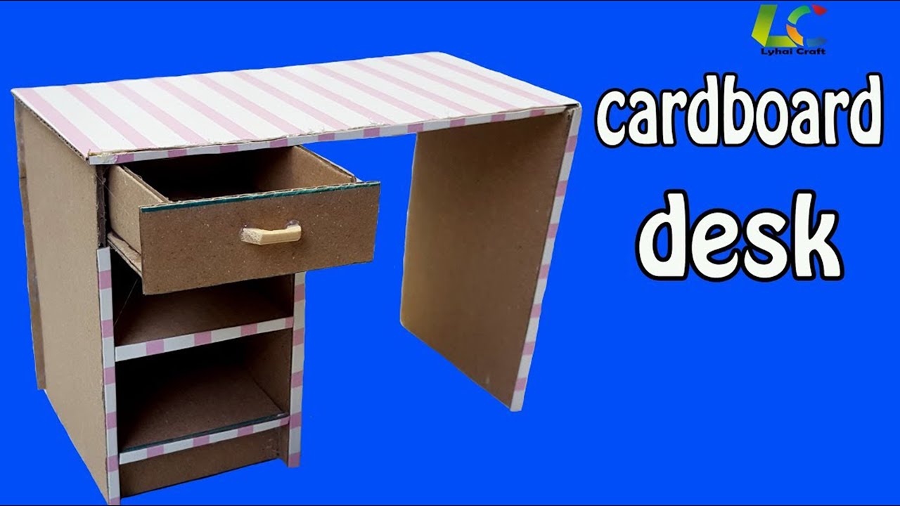 How To Make Cardboard Desk Diy Paper Desk Youtube Diy Desk Cardboard Boxes Kids Diy Paper
