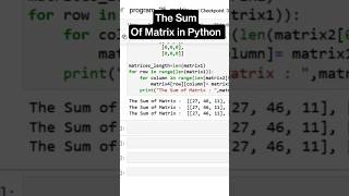 Matrix Sum in Python Quick & Easy Tutorial! #python #ai