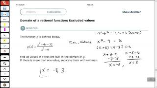 Domain of a rational function: Excluded values